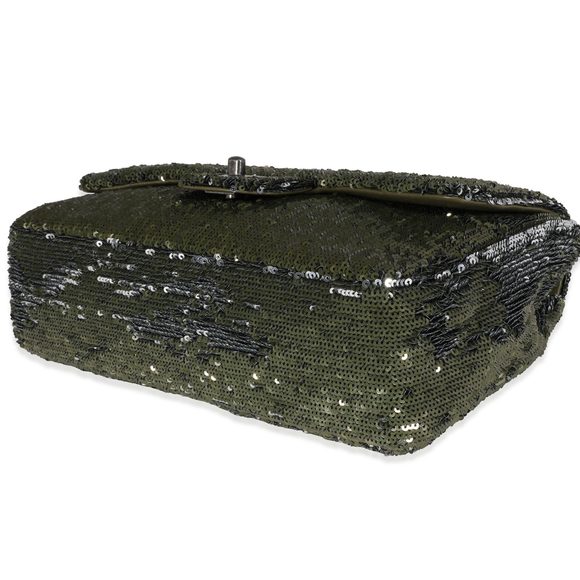 Chanel Olive Green Sequin Coco Cuba Single Flap Bag - Picture 6 of 8